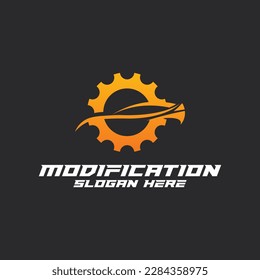 Mechanical technology logo, gear and piston combination logo symbol. engine parts