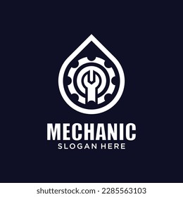 Mechanical technology logo, gear and piston combination logo symbol. engine parts