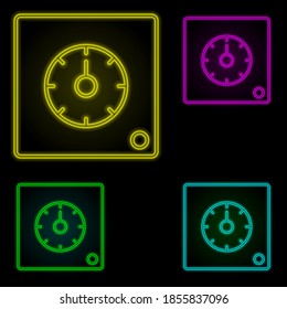 icono de juego de colores de neón de tiempo mecánico. Línea delgada simple, contorno vector de iconos de automatización para ui y ux, sitio web o aplicación móvil