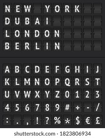 Mechanical timetable display alphabet, Scoreboard, Arrival Departure Board, Clock