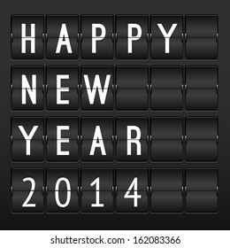 Mechanical timetable, happy New Year 2014 card. Set of letters and numbers