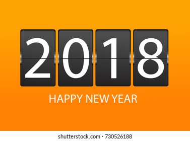 Mechanical timetable. Happy New Year 2018 greeting card