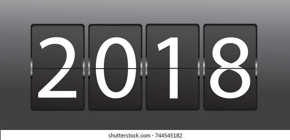 Mechanical timetable. Happy New Year 2018 greeting card