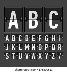 Mechanical timetable, information board, display alphabet. Vector.