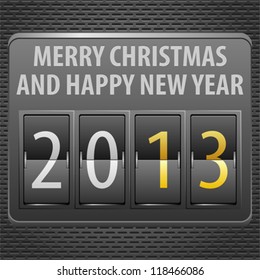 Mechanical Timetable with New Year 2013 on Metal Plate, vector illustration