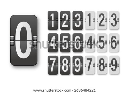 Mechanical timetable scoreboard information board display numbers. Vector.