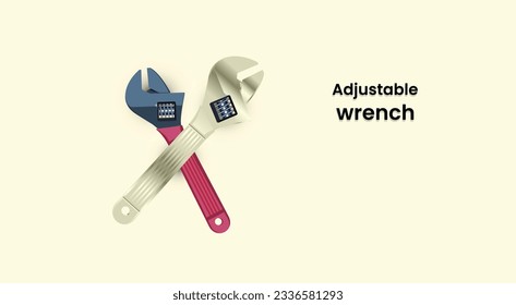 Mechanical tools adjustable wrench icon vector illustration on isolated background.