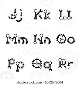 Mechanical vector font. Vintage letters on a white background.