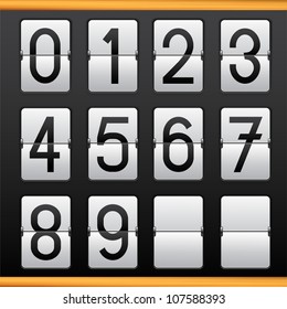 Mechanical  Vector Scoreboard. With numbers 0-9, vector illustration
