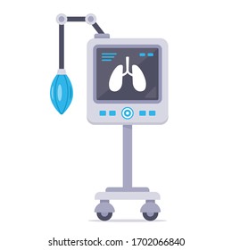 mechanical ventilation apparatus. salvation of a person from coronavirus. flat vector illustration