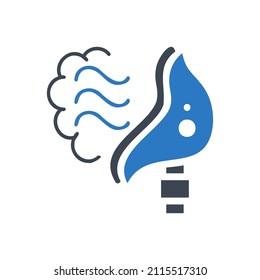 Mechanical ventilation related vector glyph icon. Medical ventilator sign. Isolated on white background. Editable vector illustration