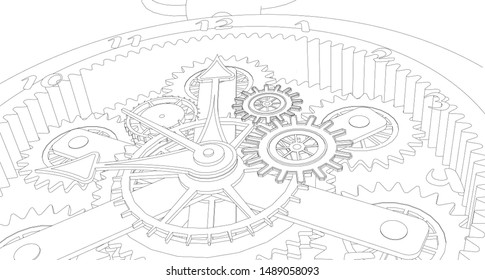 
mechanical vintage clock 3d illustration