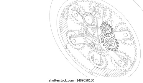 
mechanical vintage clock 3d illustration