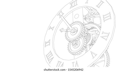 mechanical vintage clock 3d illustration