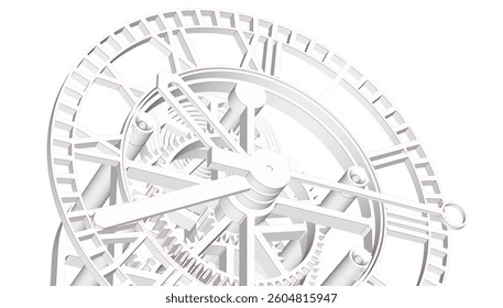 mechanical vintage clock 3d illustration