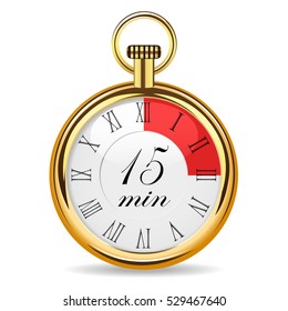 mechanical watch timer 15 minutes vector illustration isolated on white background