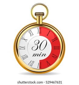 mechanical watch timer 30 minutes vector illustration isolated on white background