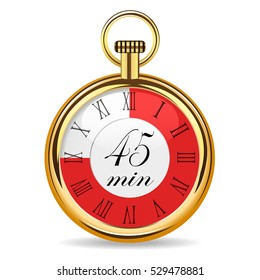 mechanical watch timer 45 minutes vector illustration isolated on white background
