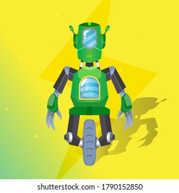 mechanical wheeled robot explorer graphic can use for tshirt design