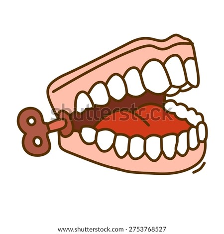 mechanical wind up teeth showing red gums and white teeth for fun