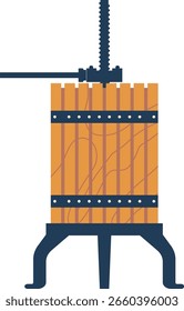 Ilustración vectorial mecánica de la prensa del vino