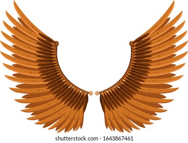 Mechanical wings in steampunk style. Vector illustration isolated on a white background.