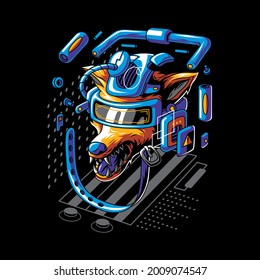 A mechanical wolf in cartoon style
