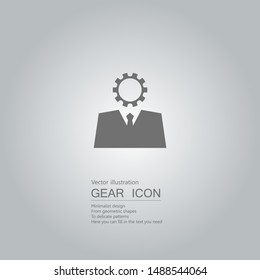 Mechanical worker. The background is a gradient of gray.