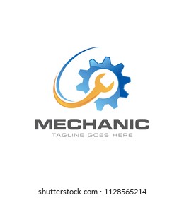 mechanical wrench with gradient color logo icon vector template