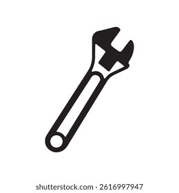 Mechanical wrench icon in black silhouette vector illustration