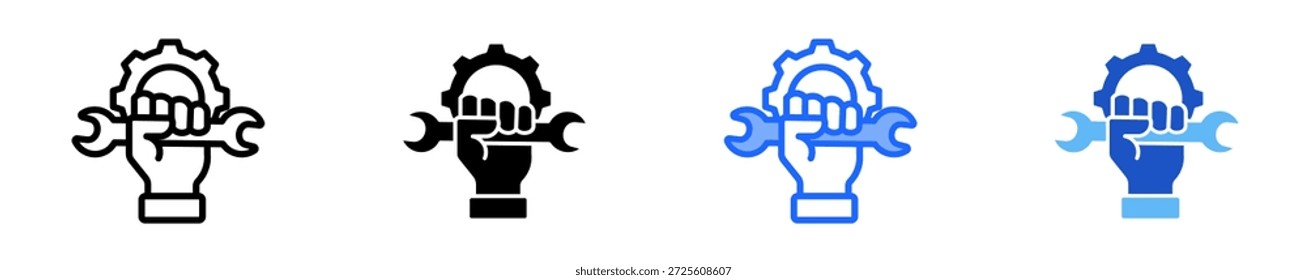 Juego de iconos de llave mecánica Colección de estilo múltiple
