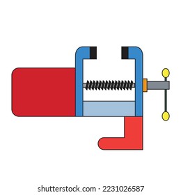 A mechanically adjustable work fixture for blacksmith and carpentry shop - Workshop illustration  - Tooling Vector, icon 