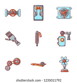 Mechanician icons set. Cartoon set of 9 mechanician vector icons for web isolated on white background