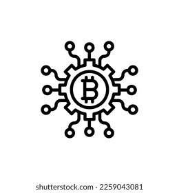 Mechaniken von Bitcoin Symbol in Vektorgrafik. Logotyp