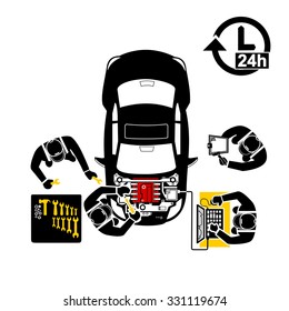 Mechanics Car Repair Engine vector