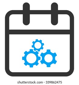 Mechanics Date vector icon. Style is bicolor flat symbol, blue and gray colors, rounded angles, white background.