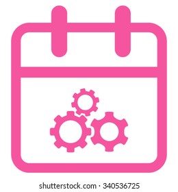 Mechanics Date vector icon. Style is flat symbol, pink color, rounded angles, white background.