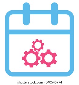 Mechanics Date vector icon. Style is bicolor flat symbol, pink and blue colors, rounded angles, white background.