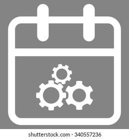Mechanics Date vector icon. Style is flat symbol, white color, rounded angles, gray background.