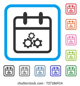 Mechanics Day icon. Flat grey iconic symbol in a light blue rounded squared frame. Black, gray, green, blue, red, orange color variants of Mechanics Day vector. Designed for web and software UI.