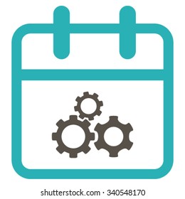 Mechanics Day vector icon. Style is bicolor flat symbol, grey and cyan colors, rounded angles, white background.