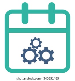 Mechanics Day vector icon. Style is bicolor flat symbol, cobalt and cyan colors, rounded angles, white background.