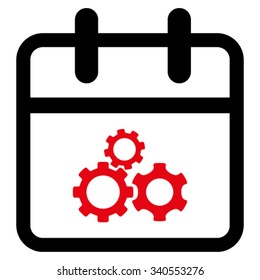 Mechanics Day vector icon. Style is bicolor flat symbol, intensive red and black colors, rounded angles, white background.