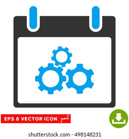 Mechanics Gears Calendar Day icon. Vector EPS illustration style is flat iconic bicolor symbol, blue and gray colors.
