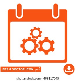 Mechanics Gears Calendar Day icon. Vector EPS illustration style is flat iconic symbol, orange color.