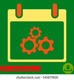 Mechanics Gears Calendar Day icon. Vector EPS illustration style is flat iconic bicolor symbol, orange and yellow colors.