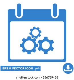 Mechanics Gears Calendar Day icon. Vector EPS illustration style is flat iconic symbol, cobalt color.