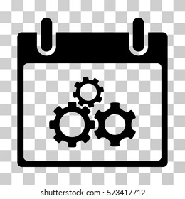 Mechanics Gears Calendar Day icon. Vector illustration style is flat iconic symbol, black color, transparent background. Designed for web and software interfaces.