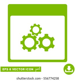Mechanics Gears Calendar Page icon. Vector EPS illustration style is flat iconic symbol, eco green color.