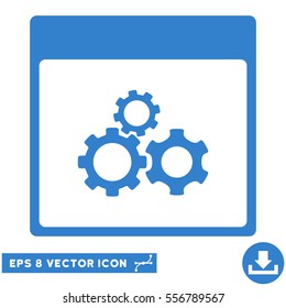 Mechanics Gears Calendar Page icon. Vector EPS illustration style is flat iconic symbol, cobalt color.